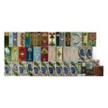 Twelve Art Nouveau Tube Lined Border Tiles, in turquoise and green, stamped 1673, 15cm by 7.5cm (6''