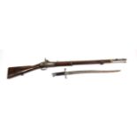 A Victorian 1856 Pattern Enfield Sepoy Two Band Percussion Musket, the right side of the 83.5cm