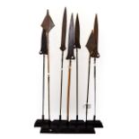 A Collection of Seven Late 19th/20th Century African Spears, Upper Congo, five with long waisted