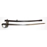 A Victorian 1827 Pattern Rifle Regiment Sword, the 82cm single edge fullered steel blade crisply