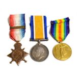 A First World War ''Mons'' Trio, awarded to 4534 PTE.H.JOHNSON, IR:GDS., comprising 1914 Star with