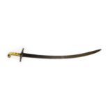 An Early 19th Century Mameluke Sword, the 78cm single edge curved steel blade double edged for the