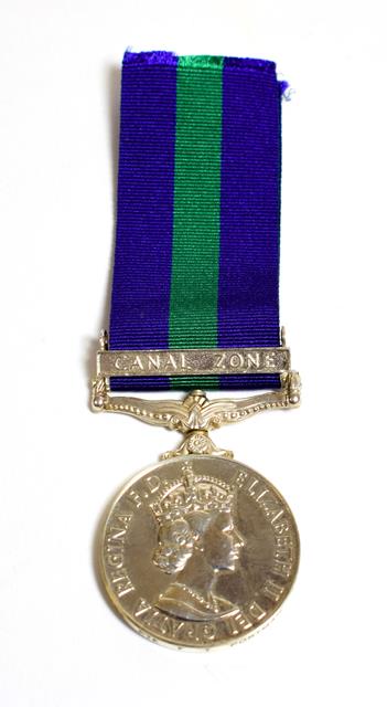 A General Service Medal 1918-62, (ERII), with clasp CANAL ZONE, awarded to 22397754 PTE.F.T.PORTMANN