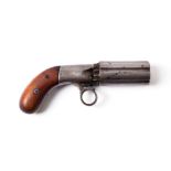 A 19th Century J.R.Cooper's Patent Six Shot Pepperbox Revolver, the 8.5cm fluted cylinder with