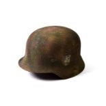 A German Third Reich M35 Double Decal Army Helmet, with 'Rauhlack' camouflage finish, traces of Heer