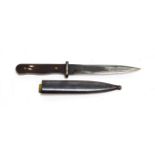 A Second World War German Fighting Knife, the 17cm double edge blackened steel blade stamped 9535/