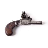An Early 19th Century Continental Side by Side Double Barrel Flintlock Pocket Pistol, with 3.5cm