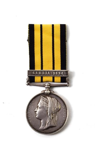 An East and West Africa Medal, with clasp GAMBIA 1894, awarded to F(Francis) J(Joseph) WHITE,