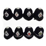 Eight Elizabeth II Police Custodian Rose Top Helmets, with chrome and enamel helmet plates to:-