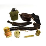 A Small Quantity of Militaria, including three pieces of First World War Trench Art and a plated