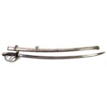 A US Model 1860 NCO's Cavalry Sword, the 88cm curved single edge fullered steel blade stamped on one