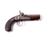 A 19th Century 25 Bore Percussion Pocket Pistol by W.Bond, converted from a flintlock, the 9cm round