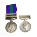 Two General Service Medals 1918-62, one with two clasps KURDISTAN and IRAQ, awarded to 13 BHISTI