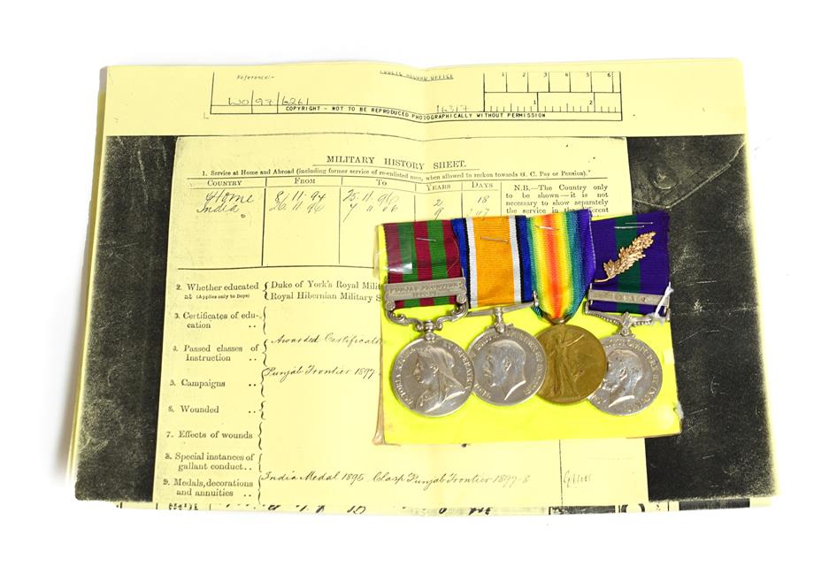 A Late Victorian/First World War Group of Four Medals, comprising India Medal 1895-1902, with