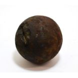 A Large Early Iron Cannon Ball, 19cm diameter, some impact marks