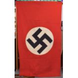 A German Third Reich NSDAP Flag, in red cotton, each side applied with white cotton roundel