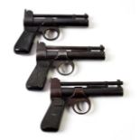PURCHASER MUST BE 18 YEARS OF AGE OR OVER Three Webley Junior .177 Calibre Air Pistols, with blued