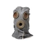 A Rare First World War German Hood for a Gas Mask, in fine grey cloth, the metal eyepieces with