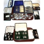 A collection of George III and later silver flatware, including: nine Old English pattern table-
