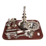 A collection of silver and silver plates, including: an Austro-Hungarian silver stand for a