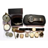 Two 9 carat gold wristwatches signed Helvetia and Majex, tonneau shaped wristwatch with case stamped