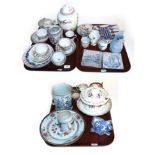 A selection of 18th/19th century ceramics including: Chinese and English tea bowls and saucers; blue