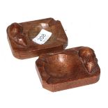 A pair of Mouseman ashtrays