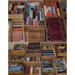 Seventeen boxes of assorted hardback and paperback books including Aviation and The Illustrated War