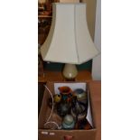 A group of Studio pottery including Madge Spencer and Continental examples etc; and a table lamp