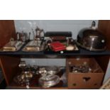 A collection of silver plate, including: a pair of entree-dishes and cover, with Celtic knot