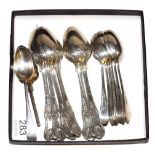 A collection of silver flatware, including: a set of six King's pattern teaspoons, engraved with