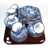 A Wedgwood blue and white tea service including two cake plates