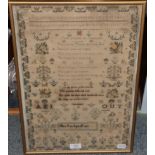 A sampler by Mary Rees, dated April 18th 1839