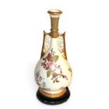 A Royal Worcester blush ivory floral gilt decorated vase, pattern number 942