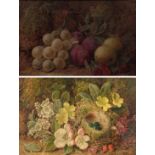 Attributed to George Clare (1830-1900) Still life of flowers and eggs in a nest Signed, oil on