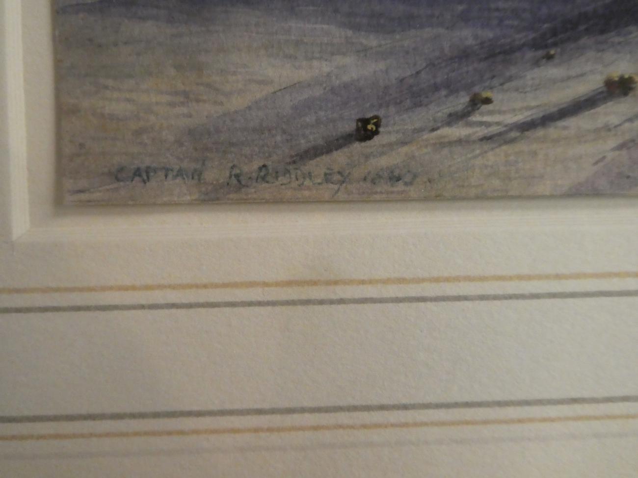 Capt R Riddley (19th century) Wagons at Sunset, Arizona Signed, inscribed and dated 1860, further - Image 2 of 5