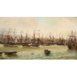 **Shearer (19th century) Boats in a harbour Indistinctly signed and dated 1886, oil on canvas,