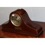 A mahogany presentation mantel clock dated April 21 1925