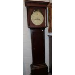~ An oak eight day oval painted dial longcase clock, signed J.Atkinson, Gateshead