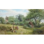 George Shalders (19th century) Children playing in a garden Signed and dated (18)64, watercolour,