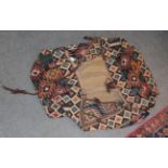 Shahsavan Kilim cradle bag, the panels with geometric tribal designs, 90cm by 49cm