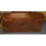 An 18th century Continental oak dome top chest with key, 159cm wide