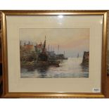 Frederick William Scarborough (1860-1939) ''A Fishing Haven Coast of Fife'' Signed, watercolour,