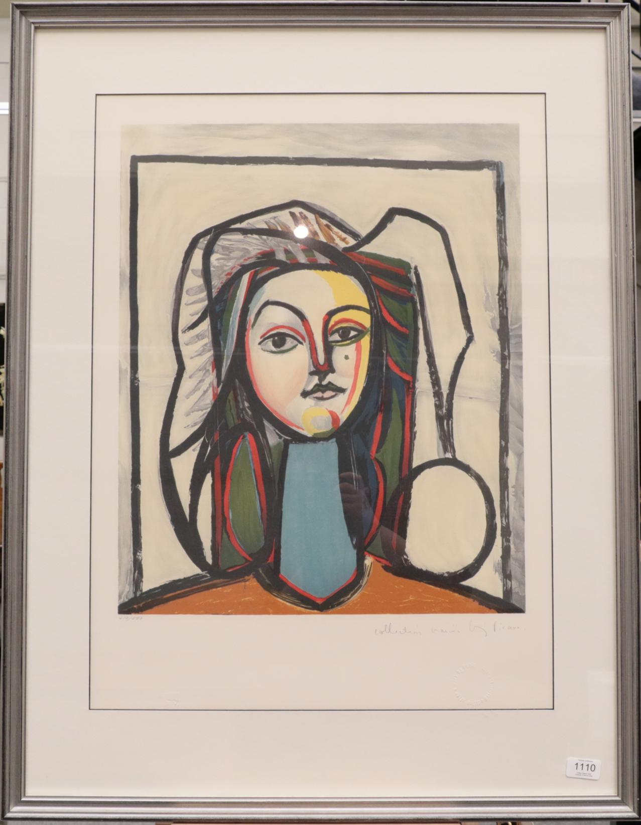 After Pablo Picasso (1881-1973) ''Portrait au cou bleu'' Signed by Marina Picasso, limited edition