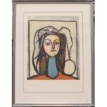 After Pablo Picasso (1881-1973) ''Portrait au cou bleu'' Signed by Marina Picasso, limited edition