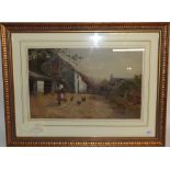 Thomas Carleton Grant RBA (1858-1930) Country girl feeding chickens Signed and dated 1885,