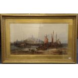 Paul Marny (1829-1914) ''Boulogne Harbour'' Signed, watercolour, 60cm by 107cm Provenance: The Roger