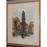 David Gentleman (b.1930) ''Campo dei Fiori, Rome'' Signed, ink and watercolour, 37cm by 27.5cm