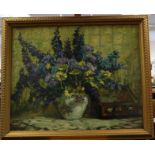 * Rossbach (20th century) German Still life of summer flowers Signed, oil on canvas, 60cm by 74cm
