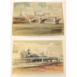 John Barrie Haste (1931-2011) ''Blackfriars Bridge'' Signed and inscribed, mixed media, together